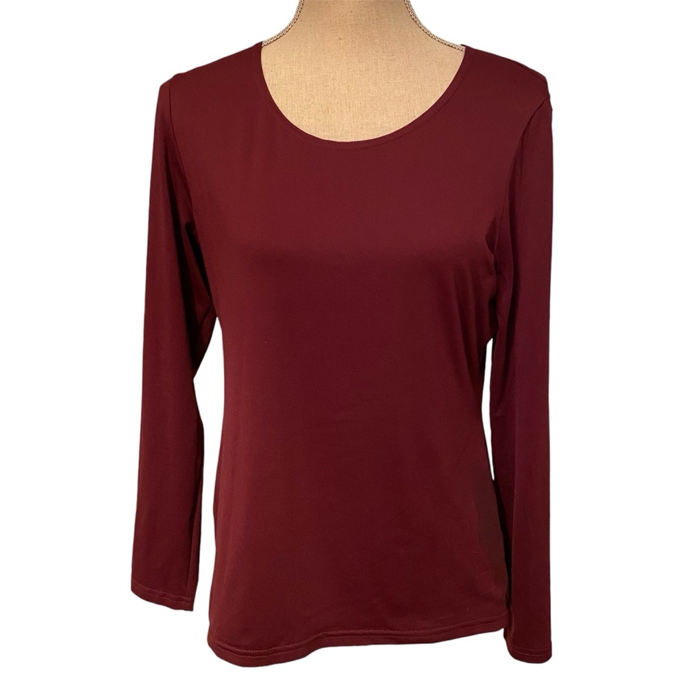 WORTH TOP TEE LONG SLEEVE RED WINE STRETCH SIZE M USA